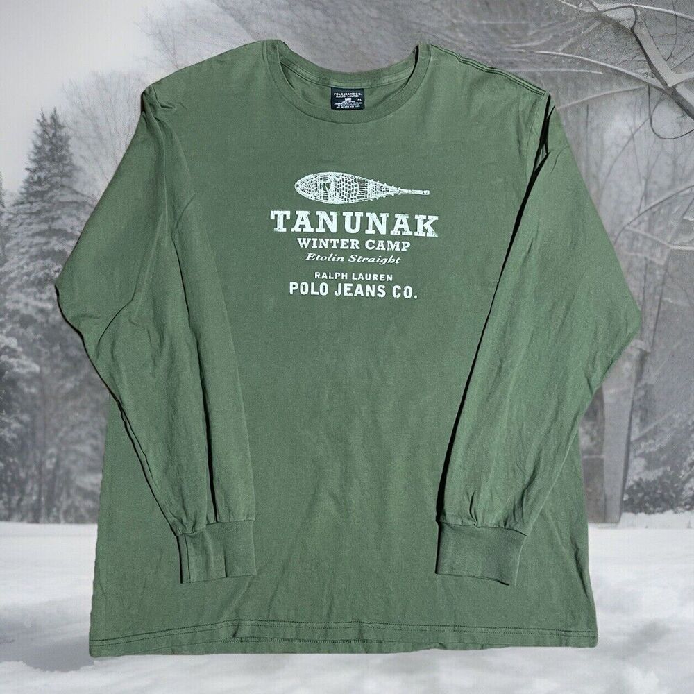 Vintage Polo Ralph Lauren Jeans Co Tanunak Winter Camp Graphic T-Shirt Size XL